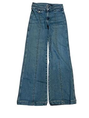 Veronica Beard Ember Wide Leg Jeans Powered Ocean Size 25 0 High Rise Denim